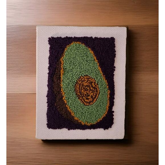 Avocado Punch Needle Embroidery Art On‎ 8x10" Canvas - Picture 1 of 2